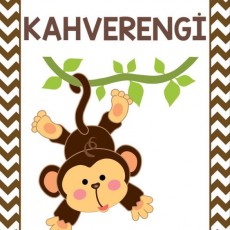 KAHVERENGİ RENGİ VE MAYMUN İLLÜSTRASYONU