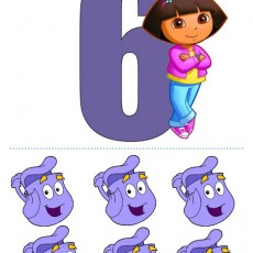 Dora the Explorer with Number 6 and Backpack Characters