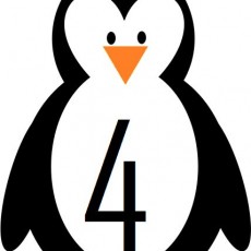 Penguin with Number Four (4) - Educational Counting and Animal Recognition