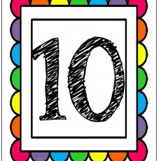 10 (on) Renkli Çizim - Sayı Eğitimi Materyali