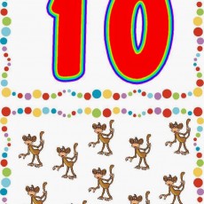 10 Sayısı ve 10 Maymun İllüstrasyonu