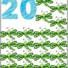 20 Green Dragonflies Educational Counting Activity