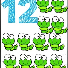12-Numbered Educational Visual with Green Worm Illustrations