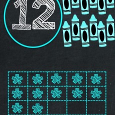 Crayon Counting and Number Formation: 12 (Twelve) with Drawings of Crayons