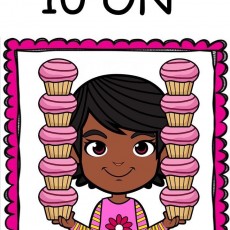 10 ON - Cupcake Counting Educational Illustration