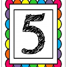Renkli Kenarlarla Çerçevelenmiş 5 Sayısı (Five Number)
