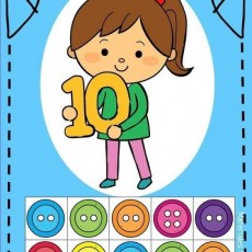 Eğitimsel Görsel: 10 Rakamı ve Renkli Düğmeler