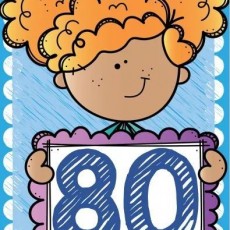 Eğitici Çocuk Temalı Grafik: 80 Rakamı - Sayılar Öğrenimi