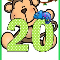 Eğitici Monkey ve 20 Rakamı ile Chameleon Görseli