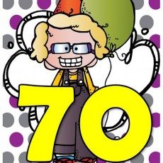 70. Doğum Günü Kutlama Karakteri - Resim ve Eğlenceli İllüstrasyon