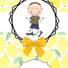 Çizgi Karakterli Kaykaycı Çocuk ve Limon Temalı Eğlenceli Tasarım