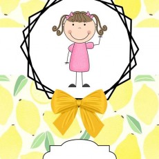 Kız Çocuk Karakteri ile Limon Desenli Eğitsel Materyal Başlığı