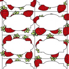 10 Adet Çilek Desenli Etiket Şablonu