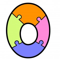 Renkli Puzzle Parçalarıyla O Harfi - 0 (sıfır)