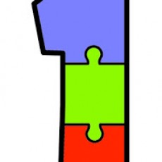 Renkli Puzzle Şekliyle 1 Sayısı