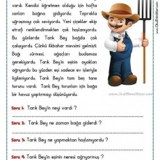 Tarık Bey'in Üzüm Bağı ve Aile İlişkileri Hakkında Eğitici Metin