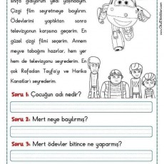 MERT: Çizgi Film ve Eğlenceli Sorularla Okuma Etkinliği
