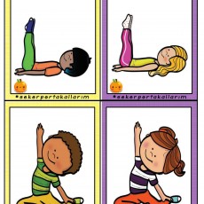 Çocuklar İçin Yoga Pozları: Dört Farklı Poza Sahip Eğlenceli Aktivite Kartları