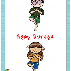 Ağaç Duruşu - 2 Çocuk Figürü ile Yoga Pozu