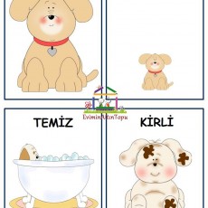Büyük Küçük Temiz Kirli Köpekler Eğitici Materyali