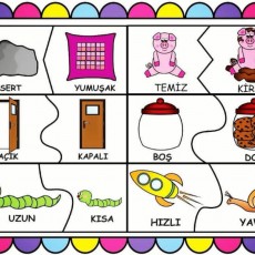 Öğretici Materyal: Kavramlar ve Zıtlıklar (Temizlik, Doluluk, Hız, Sertlik, Uzunluk)
