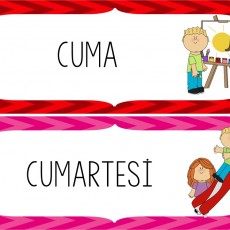 CUMA ve CUMARTESİ Eğitsel Gün Etiketleri - Hafta Günleri Öğrenme Materyali