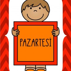Pazartesi Hafta Günü Eğitici Kartı