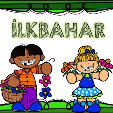 İlkbahar Eğitici Çizim - Çocuklar, Çiçekler, Renkler ve Bahar Konseptleri