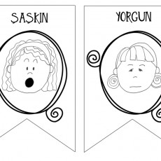 Duygular: Yorgun ve Şaşırmış İfadeleri Temsil Eden Eğitim Materyali