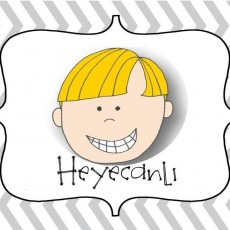 Çizgi Karakter Heyecanlı İfade ile Eğlenceli Öğrenme Materyali