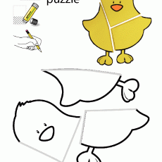 EASY PUZZLE: YELLOW CHICKEN CUT-OUT ACTIVITY (1/ONE)