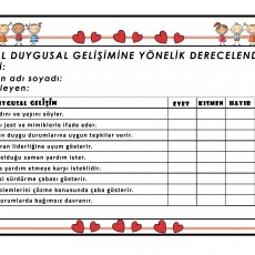 Sosyal Duygusal Gelişim Değerlendirme Tablosu