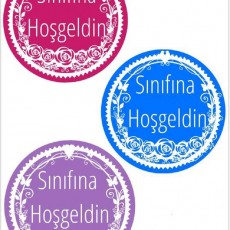 Sınıfına Hoşgeldin Etiketleri - 3 Renk Seçeneği (Pembe, Mavi, Mor)