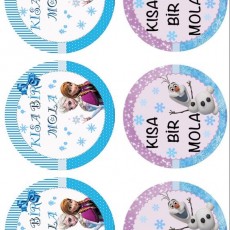 KISA BİR MOLA Etiketi - Elsa ve Anna ile Olaf Tasarımlı