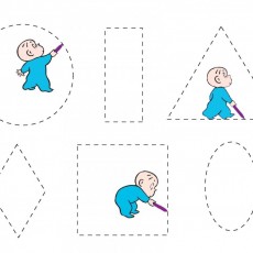 Geometrik Şekiller ve Bebek Çizimleri Eğitimi: Üçgen, Dörtgen, Kare, Daire, Elmas ve Oval İçeren Eğitim Materyali