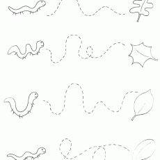 Worms and Leaves Tracing Activity for Children