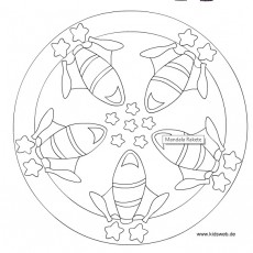 5 ROCKETS MANDALA COLORING SHEET (MANDALA RAKETE)