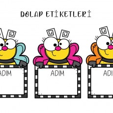 DOLAP ETİKETLERİ - Renkli Arı Karakterleri ile 3 Adım Etiketi