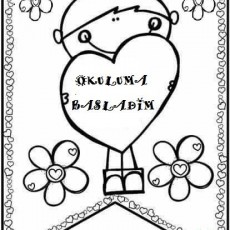 Okul Başlangıcı İçin Sevimli Kalp ve Çiçek Tasarımı
