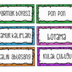 Eğitici Materyal: Kesim, Boyama ve Sanat Malzemeleri Etiketleri