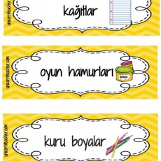 Eğitsel Materyal: Kağıtlar, Oyun Hamurları (Yeşil) ve Kuru Boyalar