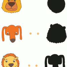Hayvan Yüzleri ve Siluetleri Eğitici Aktivite Materyali (1 Lion and 1 Dog)