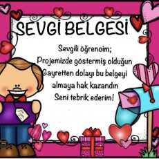 Sevgi Belgesi: Öğrenciler İçin Teşekkür Belgesi ve Sevgiyi Anlatan Eğitsel Materyal