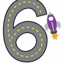 6 Sayısı ve Roket Temalı Eğitici Görsel