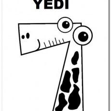 Yedi - 7 Sayısı ve Zürafa Eğitici Materyali