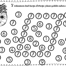 7 Rakamının Bul Boya Etkinliği: Sayı Tanıma ve Sayma Eğitimi