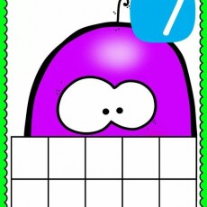 Colorful Cartoon Character with Number Seven: Educational Counting Activity