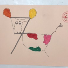 7-Colorful Cartoon Cow Drawing with Balloons
