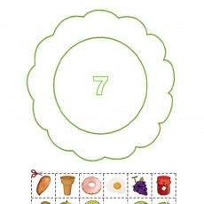 El número 7: Actividad Matemática Pre-escolar - Contar y Pegar Imágenes de Alimentos