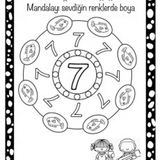 Renkli Mandala Boyama ve Sayı 7 Eğitici Aktivite